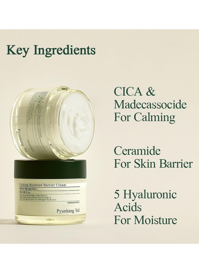 Calming Moisture Barrier Cream - Ceramides Skin Care Moisturizing Cream Containing Hyaluronic Acid Tea Tree, Shea Butter, Squalene and Cica - K Beauty Daily Face Moisturizer - 1.7 Fl. Oz.