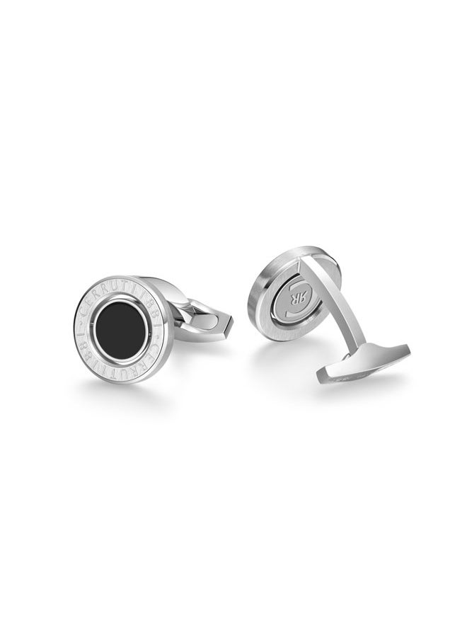 Lino Silver with Rotating Black Enamel Center Cufflinks for Men