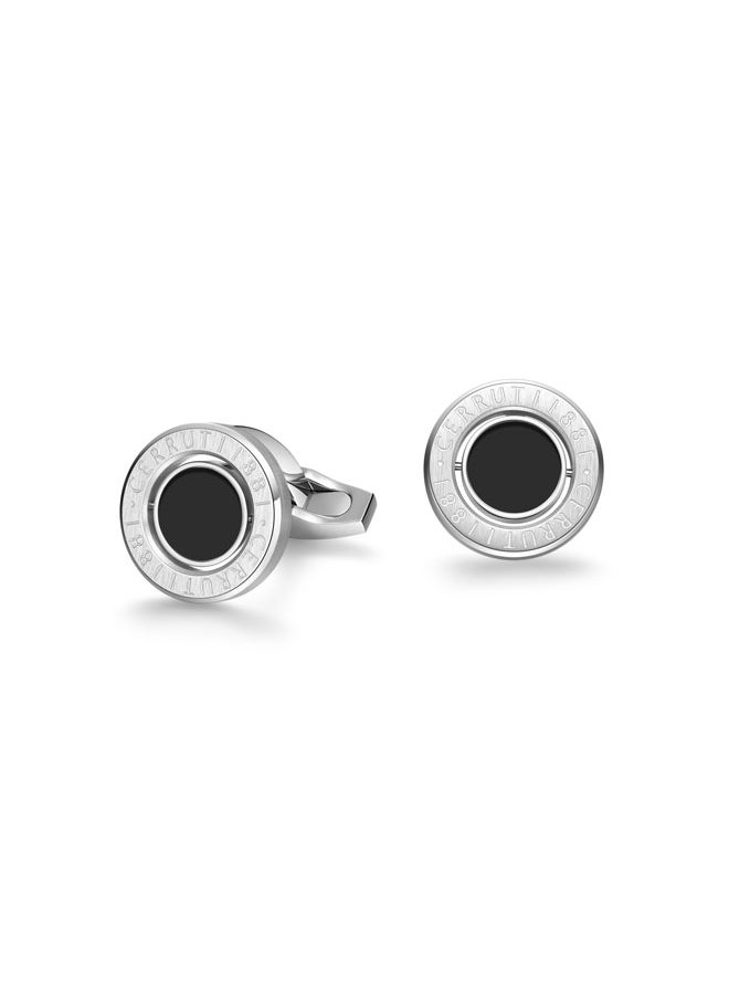Lino Silver with Rotating Black Enamel Center Cufflinks for Men