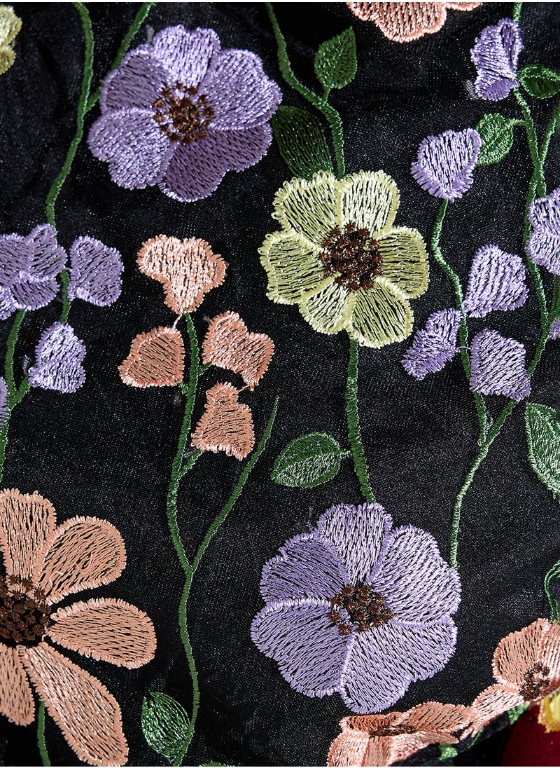 Floral Embroidered Mini Dress