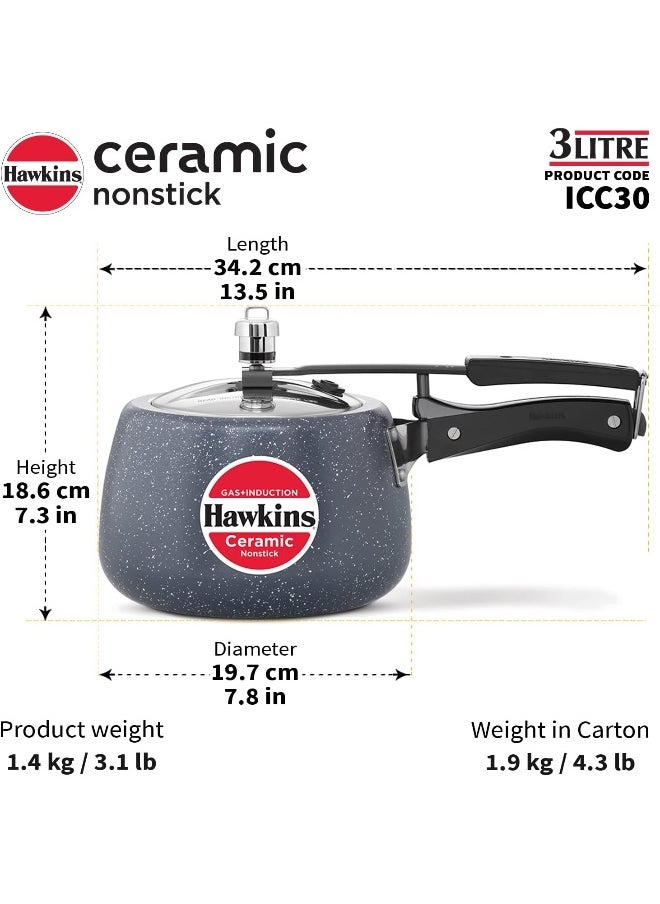 Hawkins Ceramic NS Pressure Cooker 3 Ltr Ind.