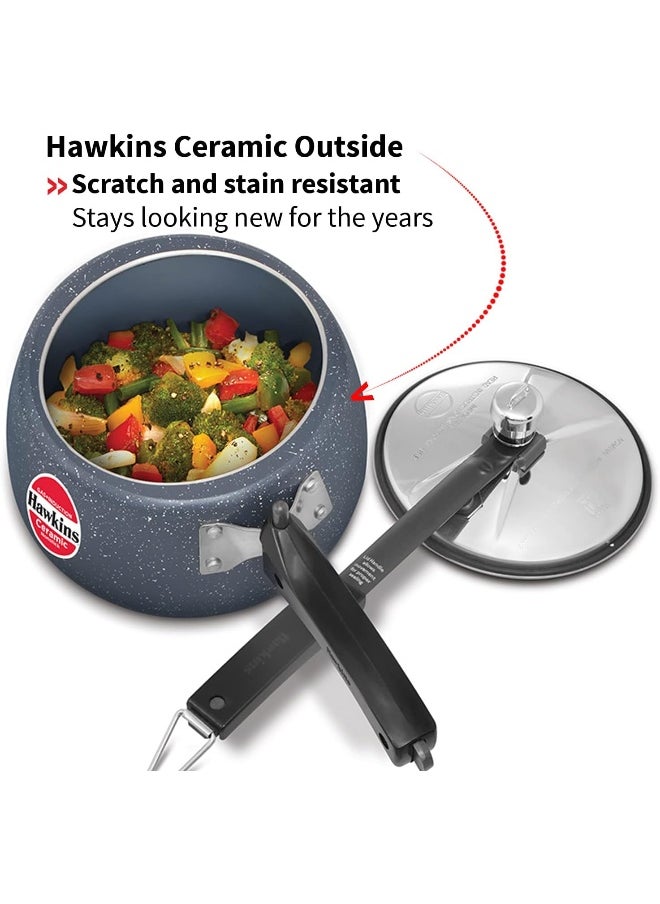 Hawkins Ceramic NS Pressure Cooker 3 Ltr Ind.