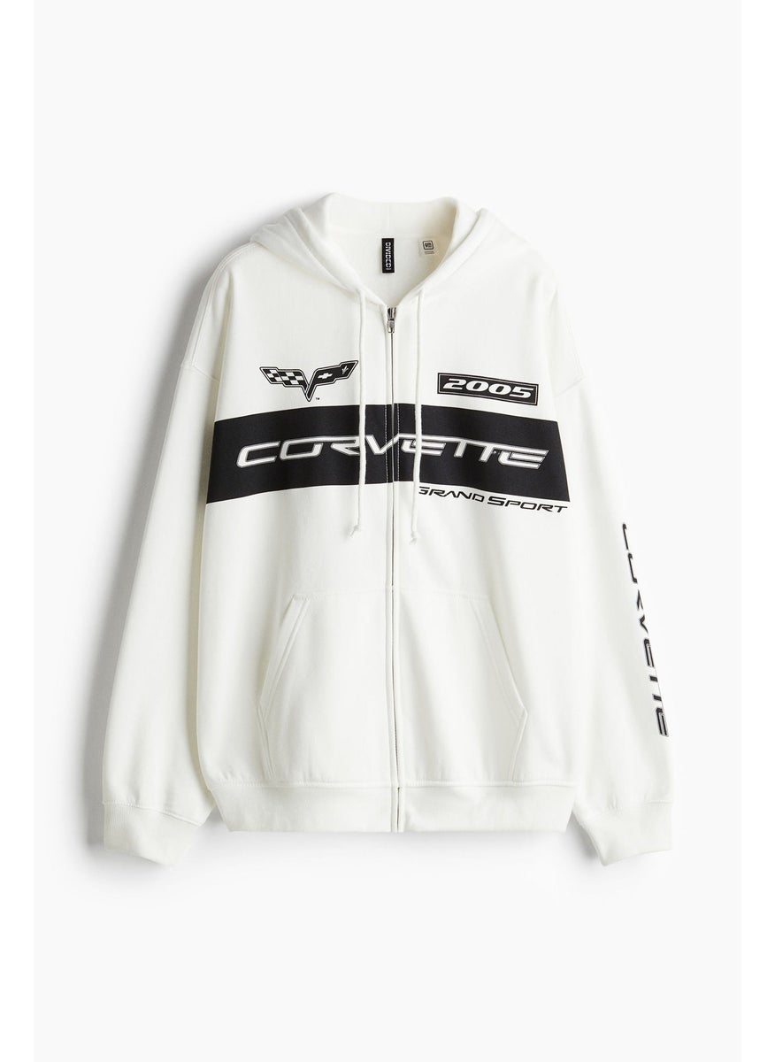 Oversized Printed Zip-Through Hoodie
