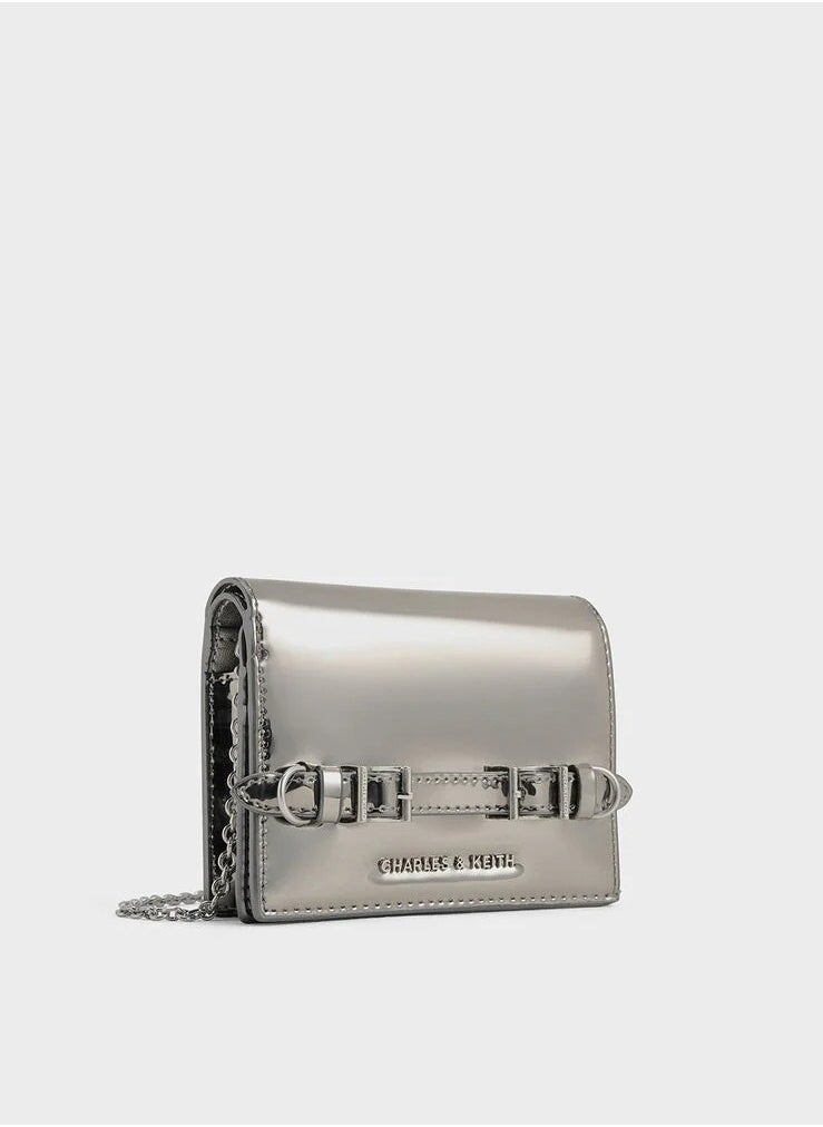 Sloane Metallic Chain-Handle Wallet & Crossbody Bag - Pewter