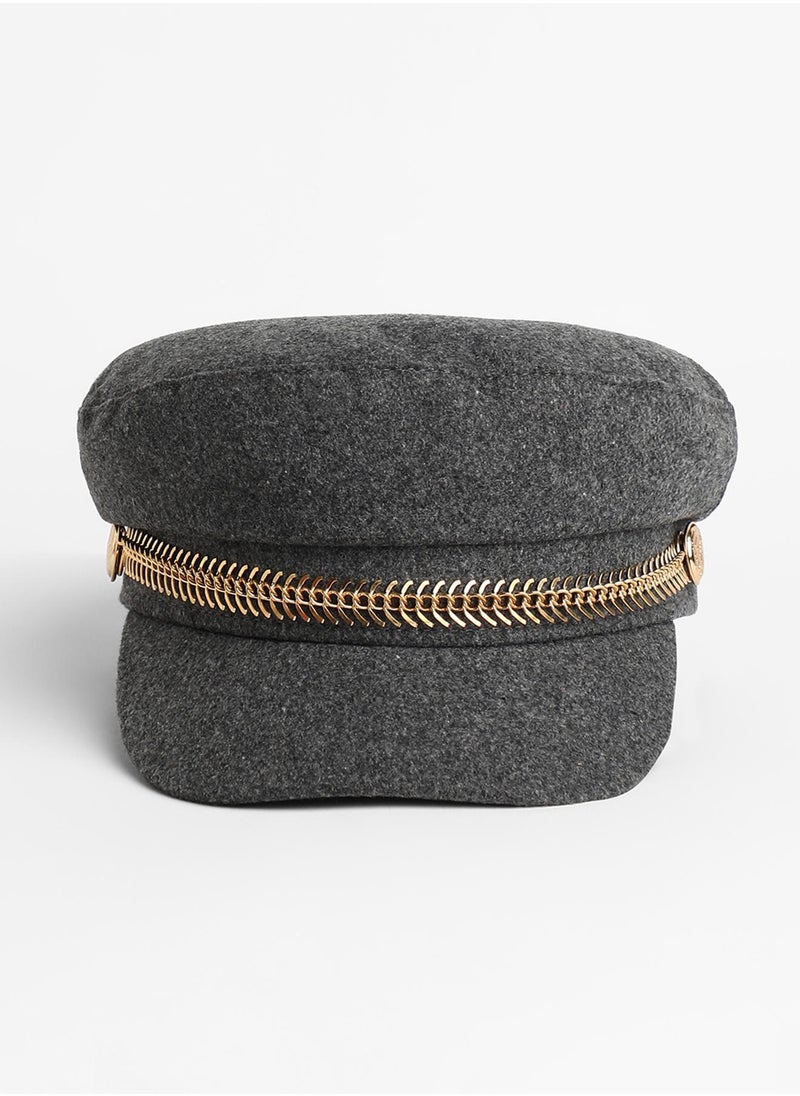 Chain-Lined Breton Cap - Charcoal Grey