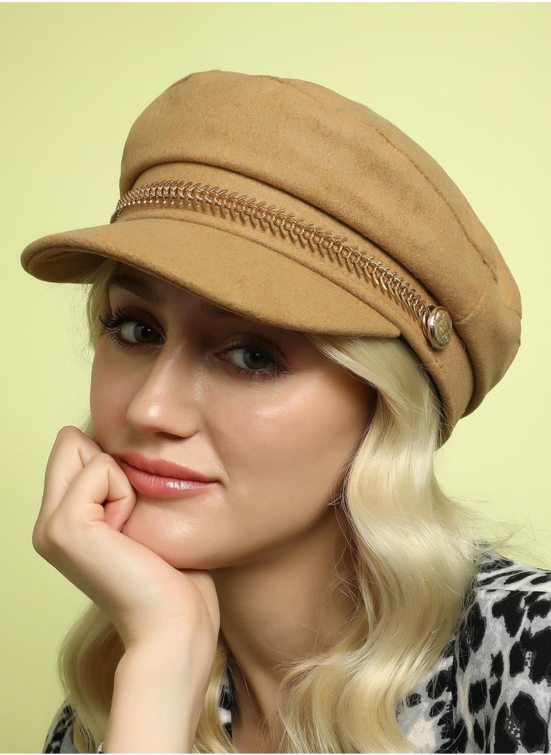 Chain-Lined Breton Cap - Sand Beige