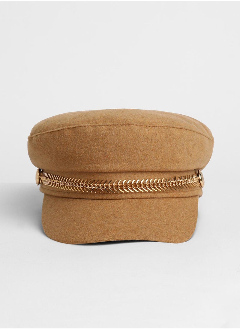 Chain-Lined Breton Cap - Sand Beige