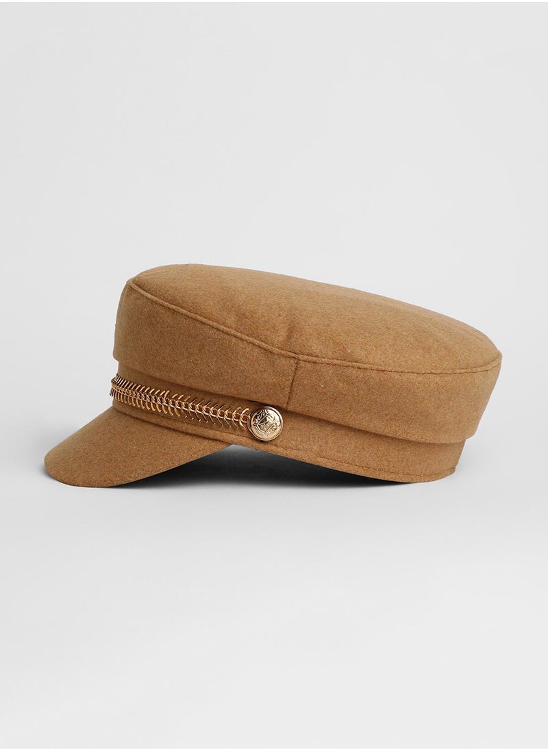 Chain-Lined Breton Cap - Sand Beige