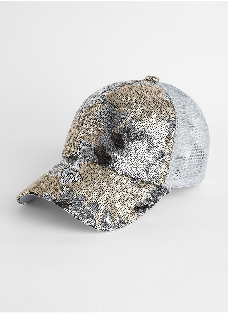 Abstract Sequin Baseball Cap