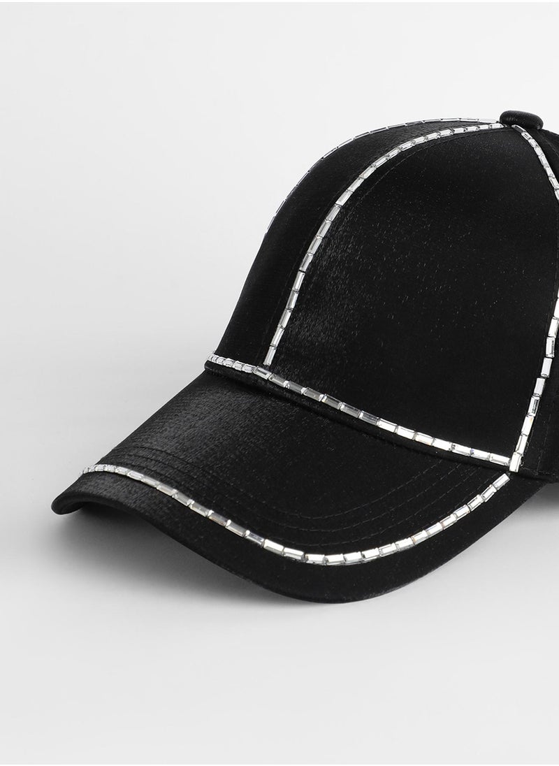 Embellished Lined Baseball Cap