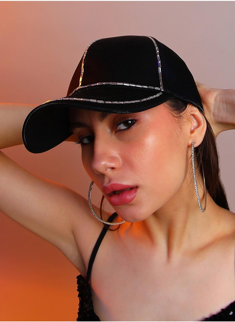 Embellished Lined Baseball Cap