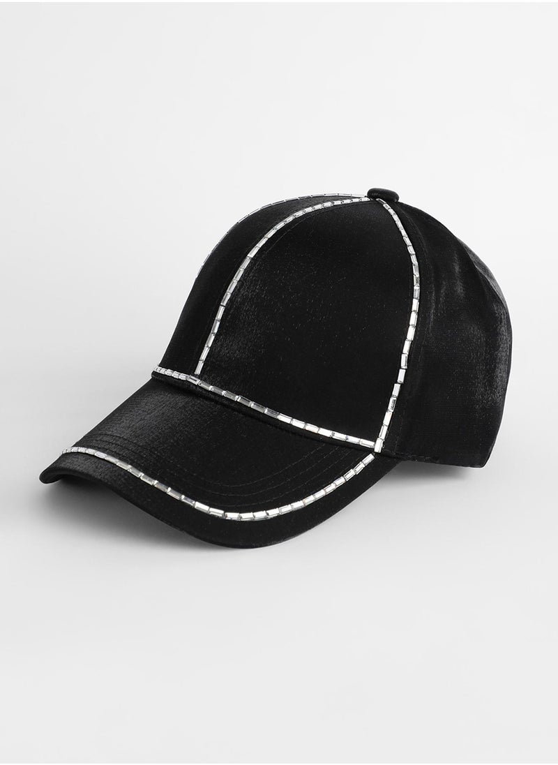 Embellished Lined Baseball Cap