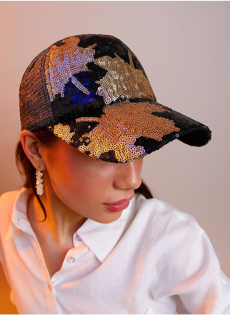 Abstract Sequin Baseball Cap