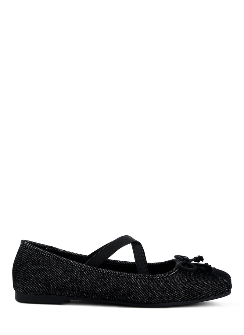 Recycled Faux Leather Ballet Flats in Black