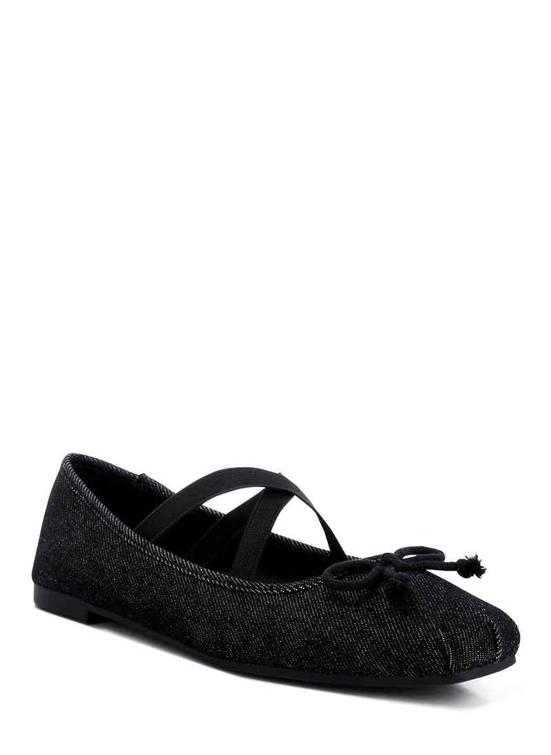 Recycled Faux Leather Ballet Flats in Black