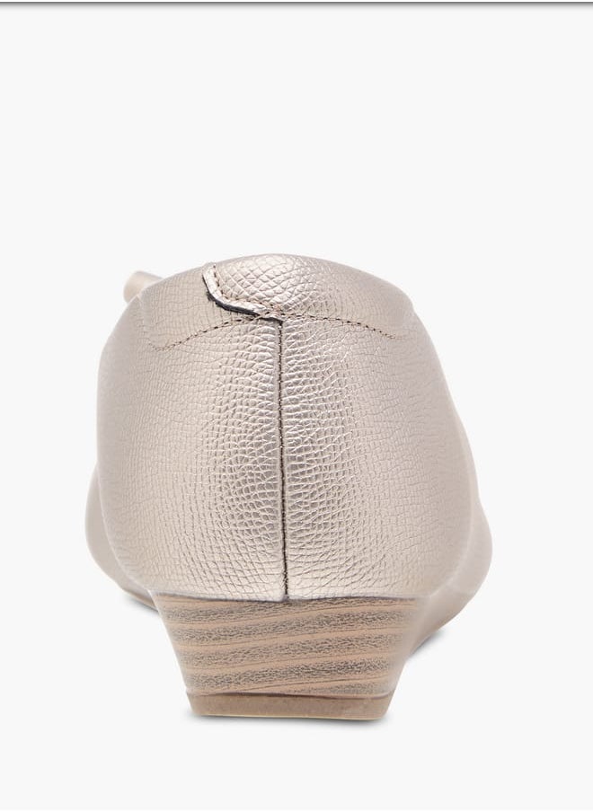 Women Bow Detail Ballerina Shoes with Wedge Heels