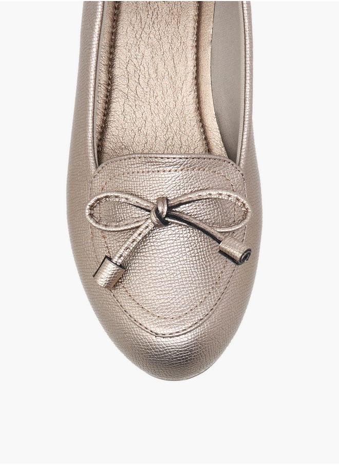 Women Bow Detail Ballerina Shoes with Wedge Heels