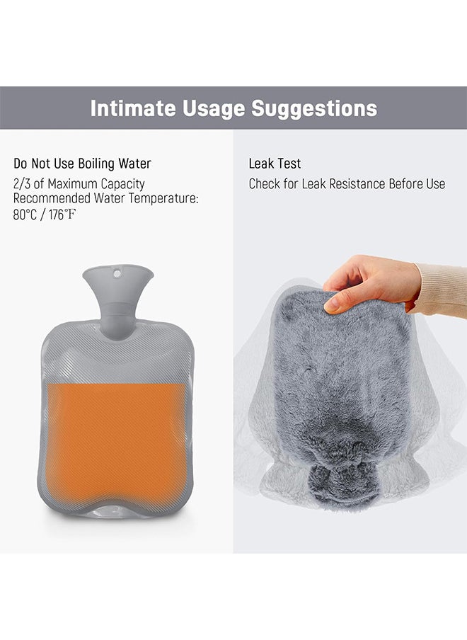 1000ML Hot Water Bottle With Soft Cover Leakproof Hot Water Bag Long Plush Warm Hand Pouch Reusable Hot Water Pouch For Women And Girl Portable Hot Water Bag For Office Home Bed