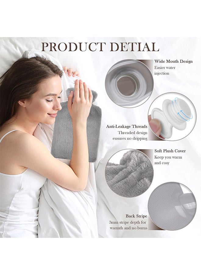 1000ML Hot Water Bottle With Soft Cover Leakproof Hot Water Bag Long Plush Warm Hand Pouch Reusable Hot Water Pouch For Women And Girl Portable Hot Water Bag For Office Home Bed