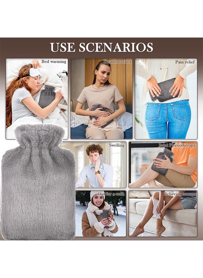 1000ML Hot Water Bottle With Soft Cover Leakproof Hot Water Bag Long Plush Warm Hand Pouch Reusable Hot Water Pouch For Women And Girl Portable Hot Water Bag For Office Home Bed