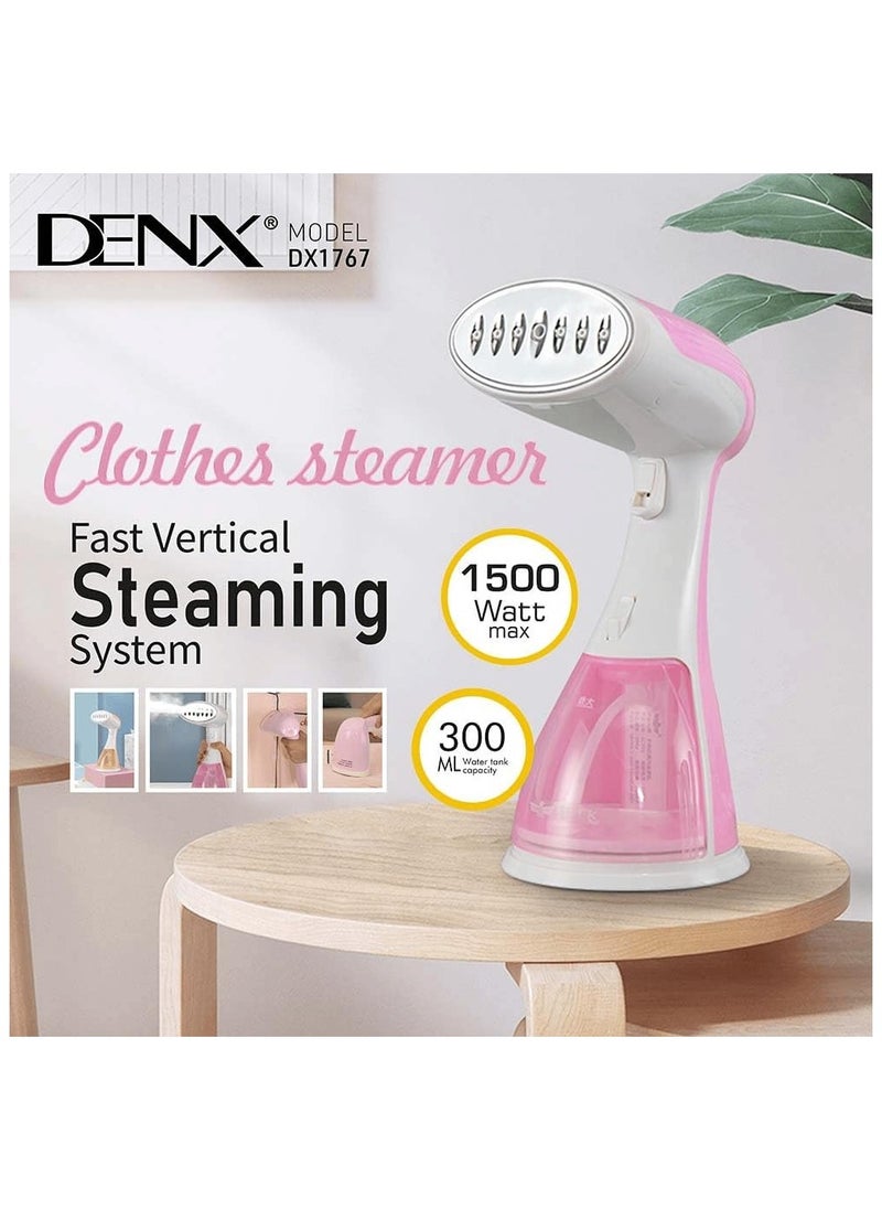 DX1767 Handheld Clothes Steamer – Fast Heat-Up, Portable Fabric Steamer for Garments, 1800W Powerful Wrinkle Remover, Travel & Home Use, Large Water Tank, Auto Shut-Off