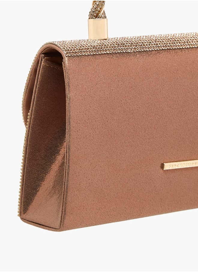 Women's Studded Satchel Bag with Handle and Chain Strap