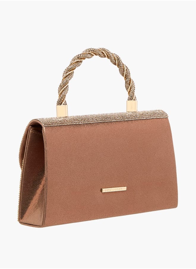 Women's Studded Satchel Bag with Handle and Chain Strap