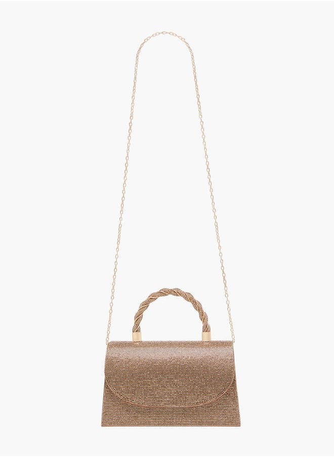 Women's Studded Satchel Bag with Handle and Chain Strap