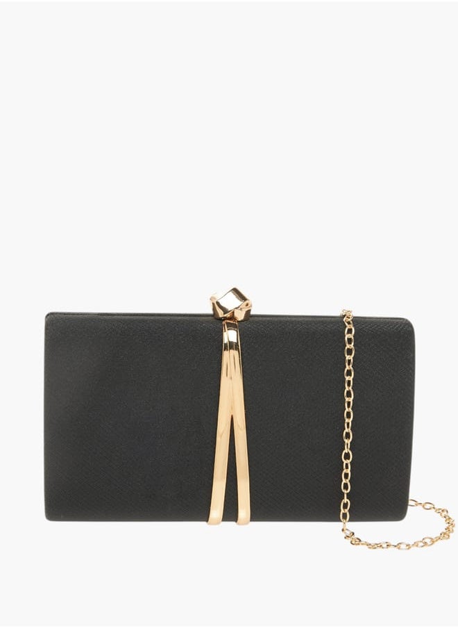 Women's Textured Clutch with Twist Lock Closure