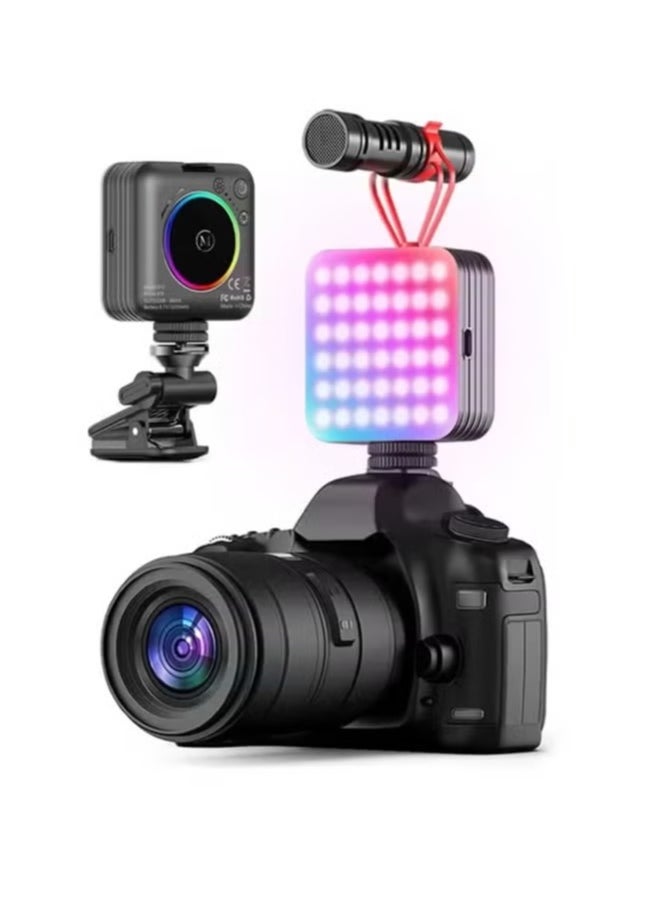 D12S LED Fill Light 2000mAh, Full Color RGB Portable Pocket Video Light with Multi-Port Compatibility – Compact, Rechargeable LED Light for Photography, Vlogging, YouTube, and Creative Projects