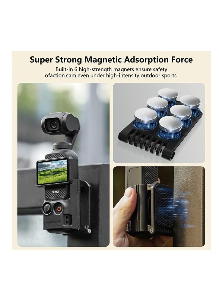Magnetic Mount Stand For DJI Osmo Pocket 3,Pocket3 Protective Frame,Tripods & Monopods,Pocket3 accessory expansion adapter magnetic suction shell base,for desktop,vertical surface use,adjustable,black