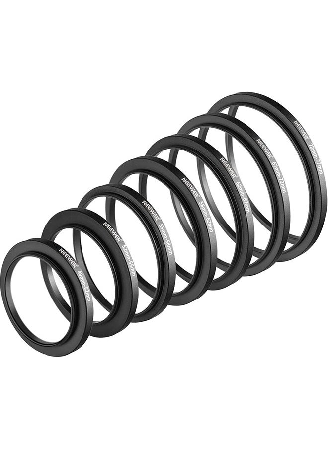 NEEWER 7PCS Step Up Rings Filter Adapter, 49-52mm, 52-55mm, 55-58mm, 58-62mm, 62-67mm, 67-72mm, 72-77mm Threaded Premium Anodized Aluminum Frame