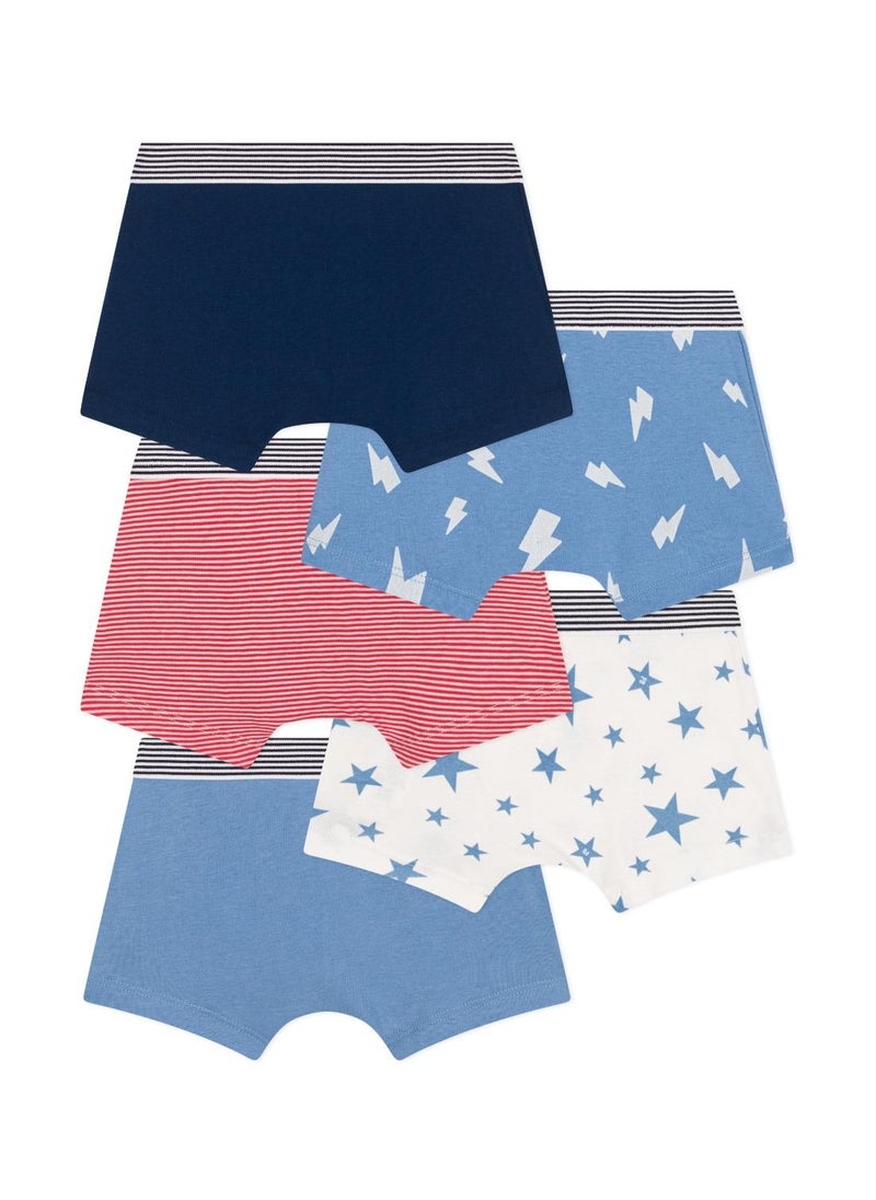 Set of 5 printed cotton boxers for children