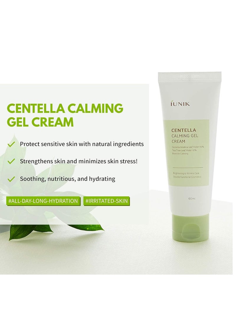 IUNIK Calendula Complete Deep Cleansing Oil, 6.70 Fl Oz + Centella Calming Recovery Gel Hydrating Cream 2.02 Fl. Oz. + Centella Bubble Foaming Facial Cleanser, 5.07 Fl Oz