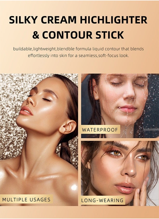 3 Colors Combination Concealer Sticks Kit, Blush Highlighter Contour Pen Makeup Set, for Sculpt the Cheeks