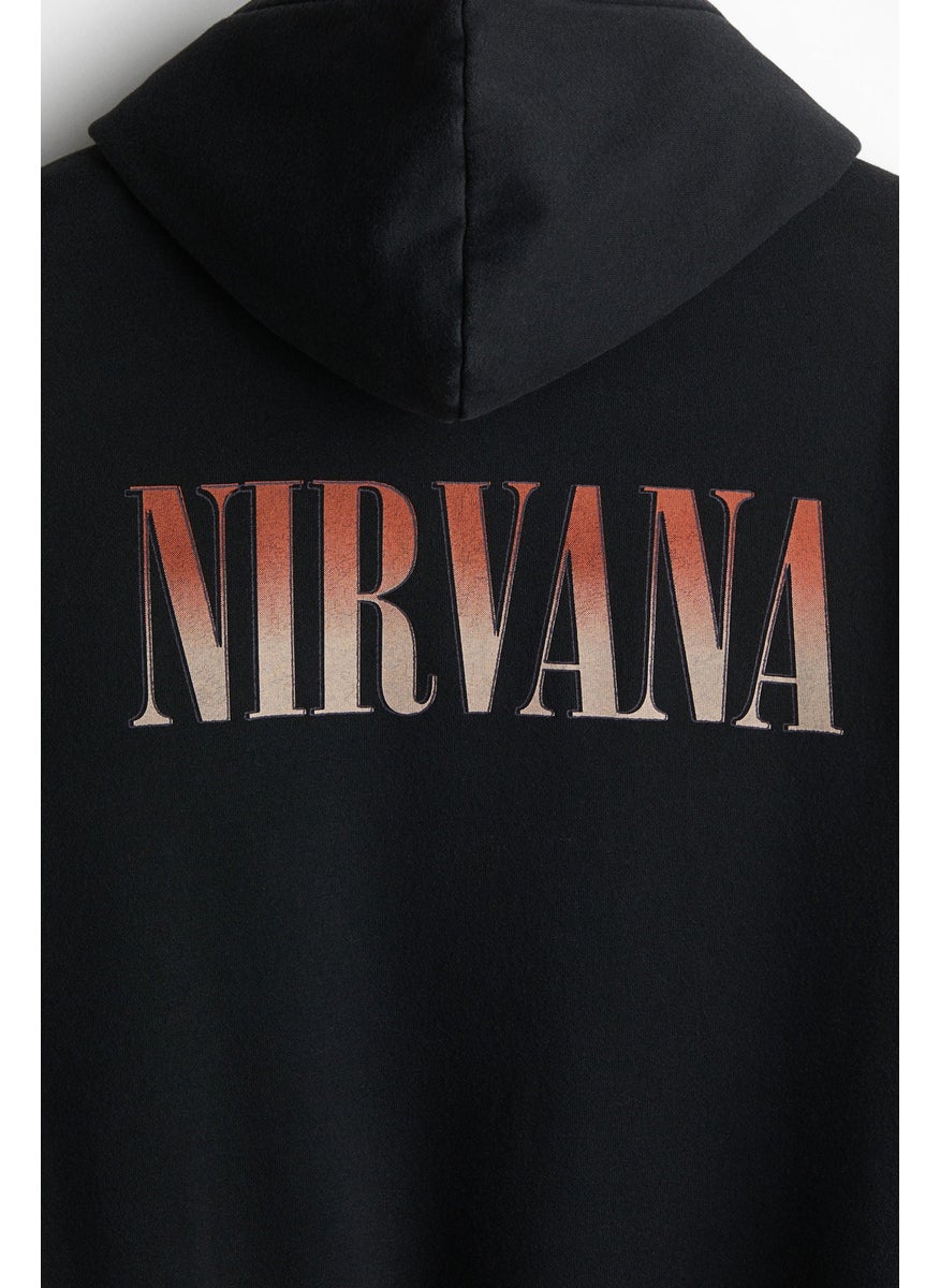 Relaxed Fit Nirvana Printed Hoodie