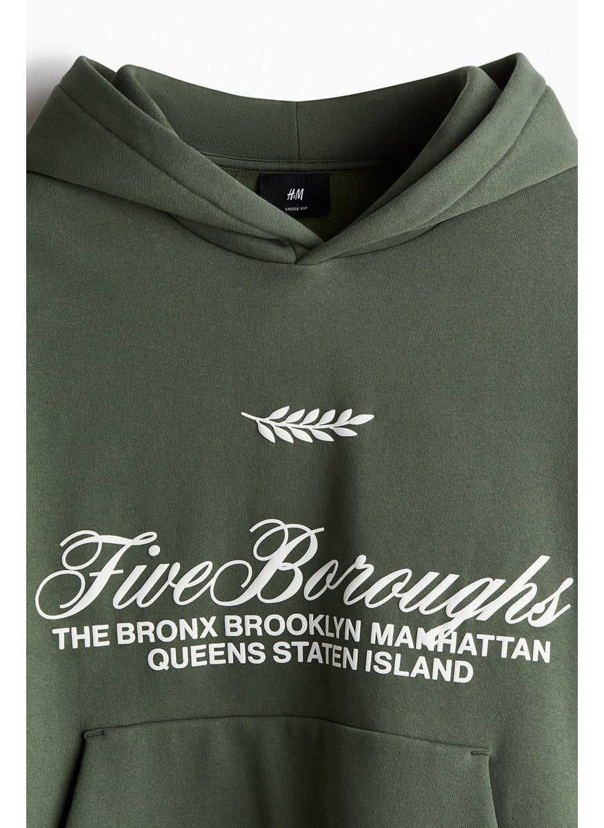 Loose Fit Printed Hoodie