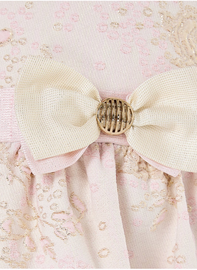 GIRLS ELEGANT LT PINK/GOLD JACQUARD & TULLE PARTY DRESS