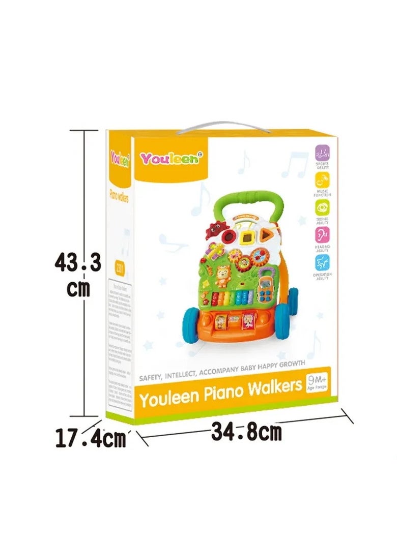 Multifunctional Baby Walker with 3-in-1 Sit-to-Stand Learning Features, Interactive Lights and Music, Detachable Activity Panel, and Sturdy Push Design for Boys and Girls Aged 8 Months and Above