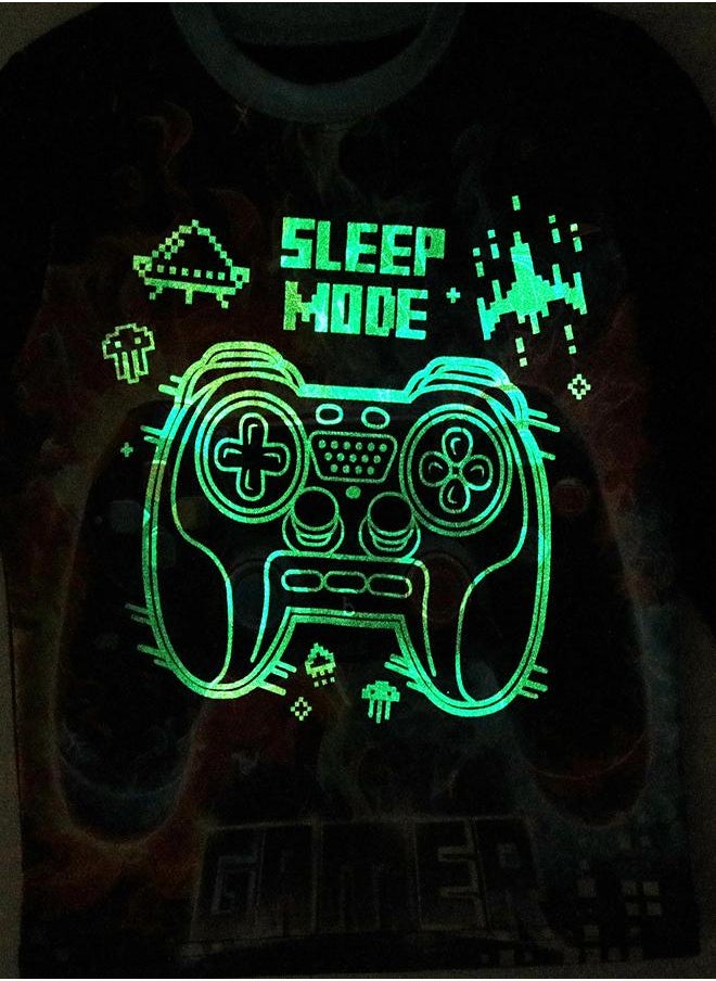 Neon Gamer Glow-in-the-Dark PJs for Boys