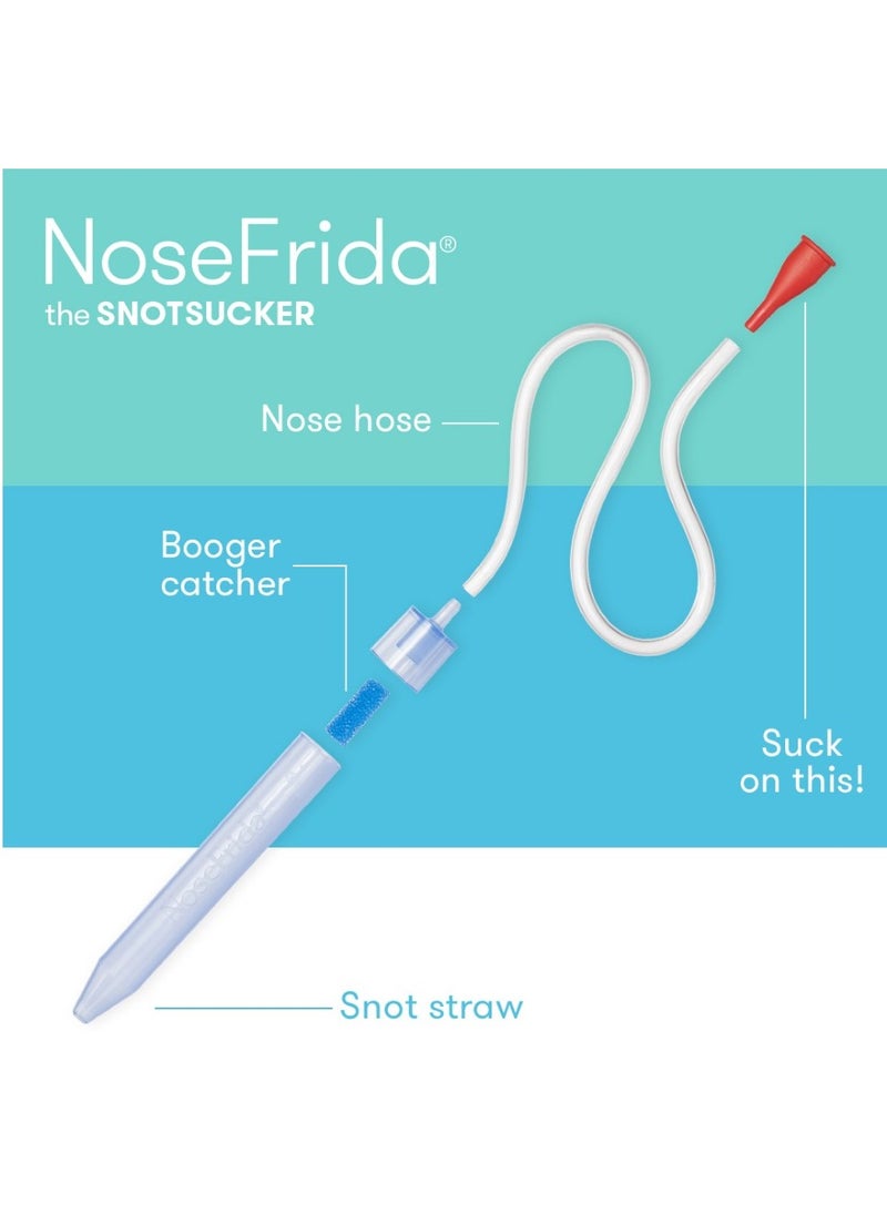 NoseFrida Snotsucker Nasal Aspirator | Made in Sweden | Baby Nose Cleaner with Hygienic Filters | BPA-Free, Safe, Easy to Clean | in Travel Pack | Mucus Remover