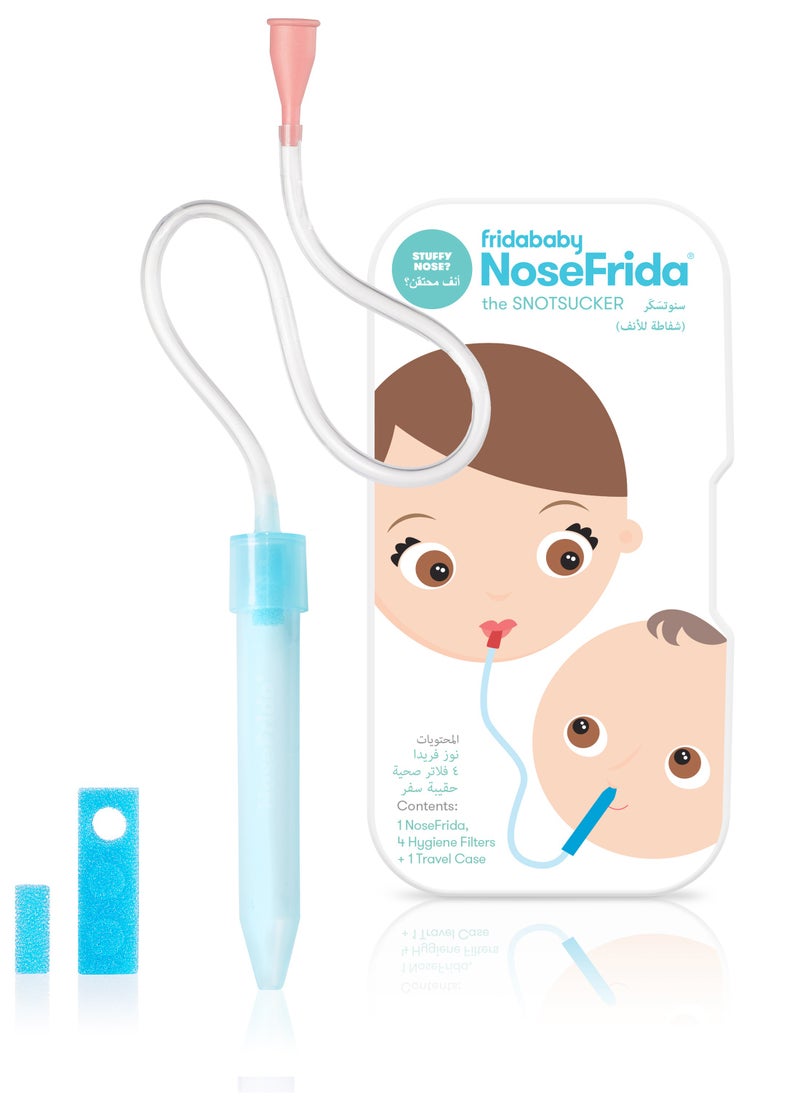 NoseFrida Snotsucker Nasal Aspirator | Made in Sweden | Baby Nose Cleaner with Hygienic Filters | BPA-Free, Safe, Easy to Clean | in Travel Pack | Mucus Remover