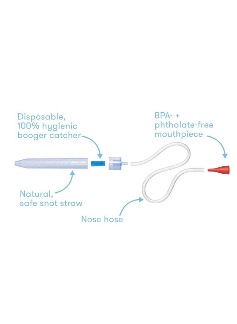 NoseFrida Snotsucker Nasal Aspirator | Made in Sweden | Baby Nose Cleaner with Hygienic Filters | BPA-Free, Safe, Easy to Clean | in Travel Pack | Mucus Remover