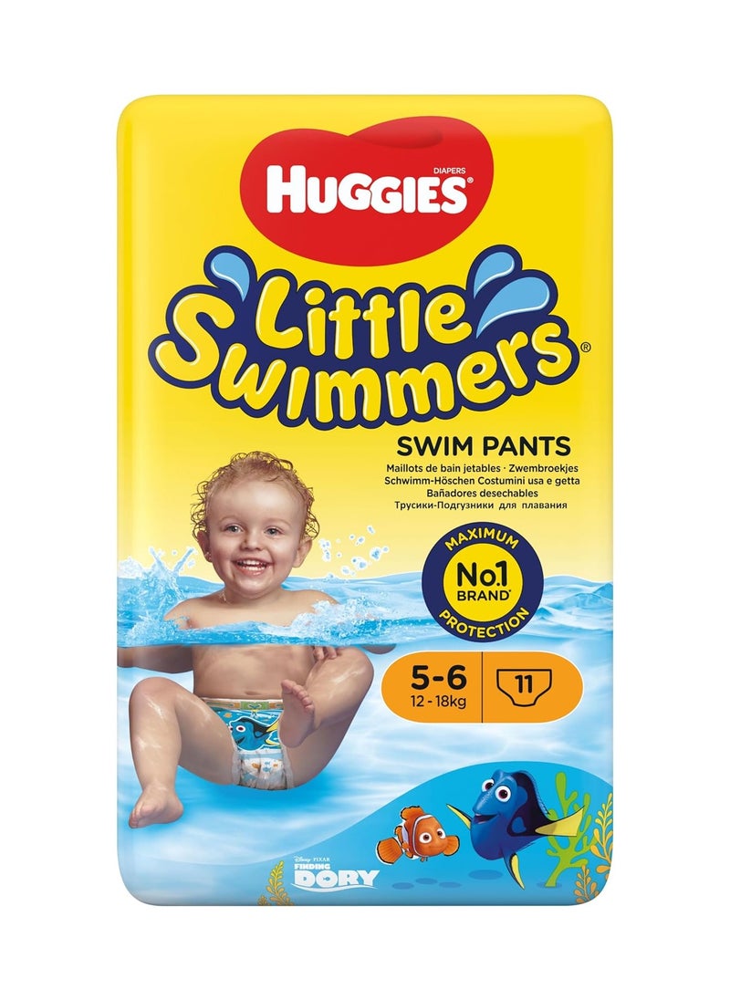 Huggies Little Swimmers Disposable Swim Nappies for Babies and Children, Size 5-6 (12-18 kg), 11 Bath Nappies