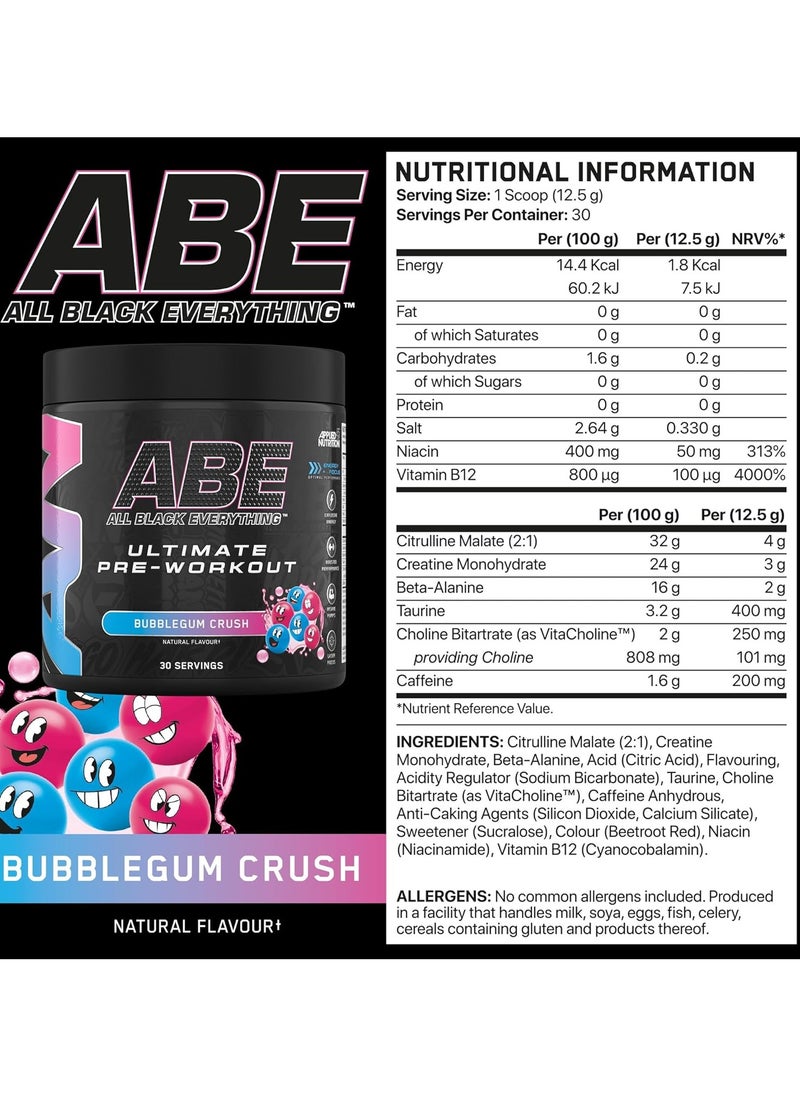 Abe Ultimate Pre-Workout With Bubblegum Crush Flavor-30 Servings