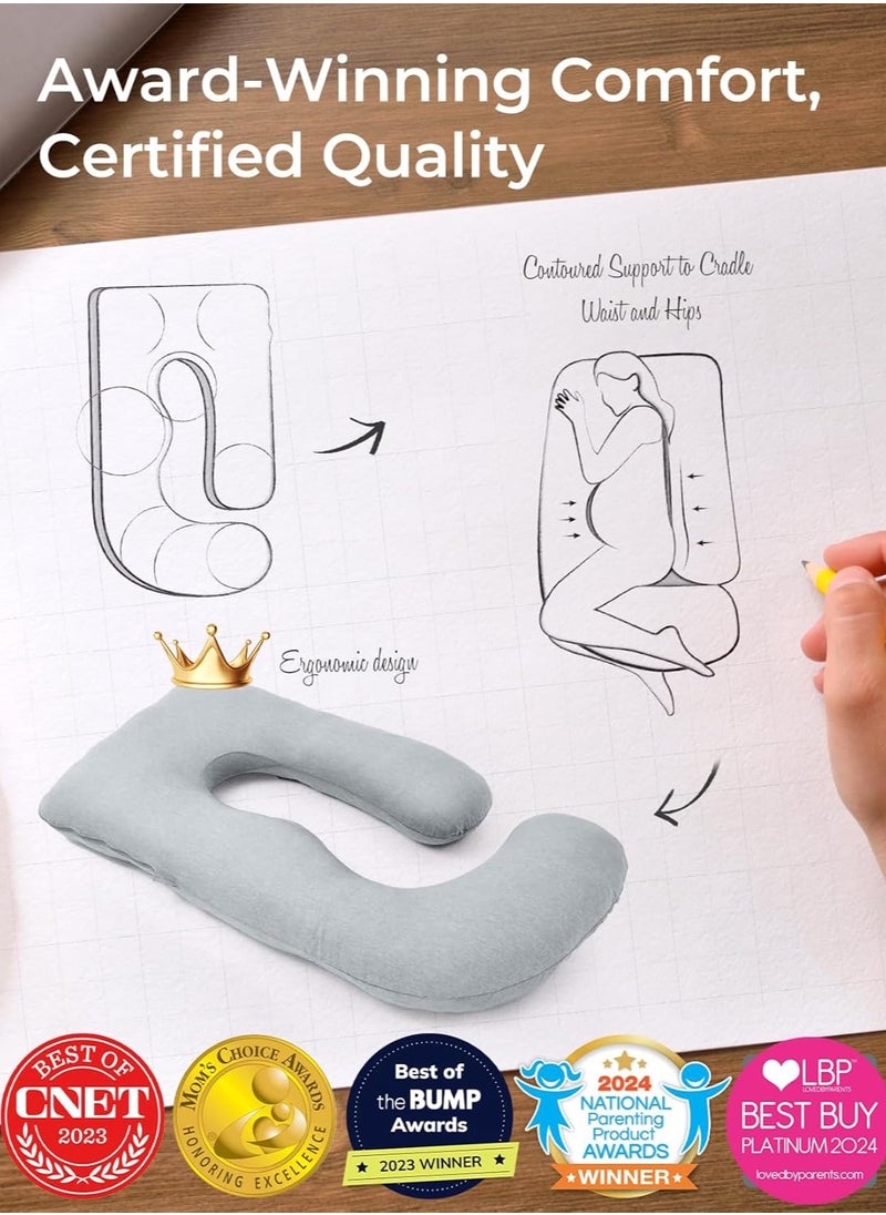 Pregnancy Pillows with Cooling Cover, U-Shaped Full Body Maternity Pillow for Side Sleepers 57 Inch - Support for Back, Hip, Belly, Legs for Pregnant Women