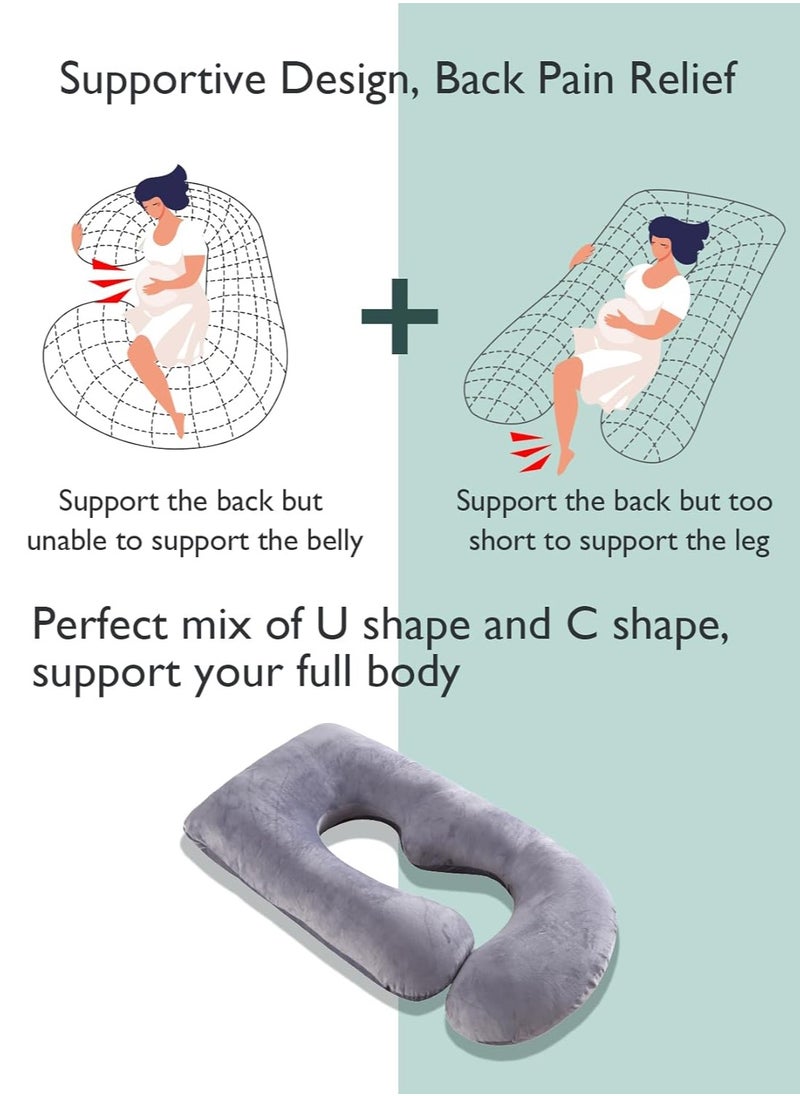Pregnancy Pillows for Sleeping, U Shaped Full Body Maternity Pillow with Removable Cover - Support for Back, Legs, Belly, HIPS for Pregnant Women, 57 Inch Pregnancy Pillow for Women