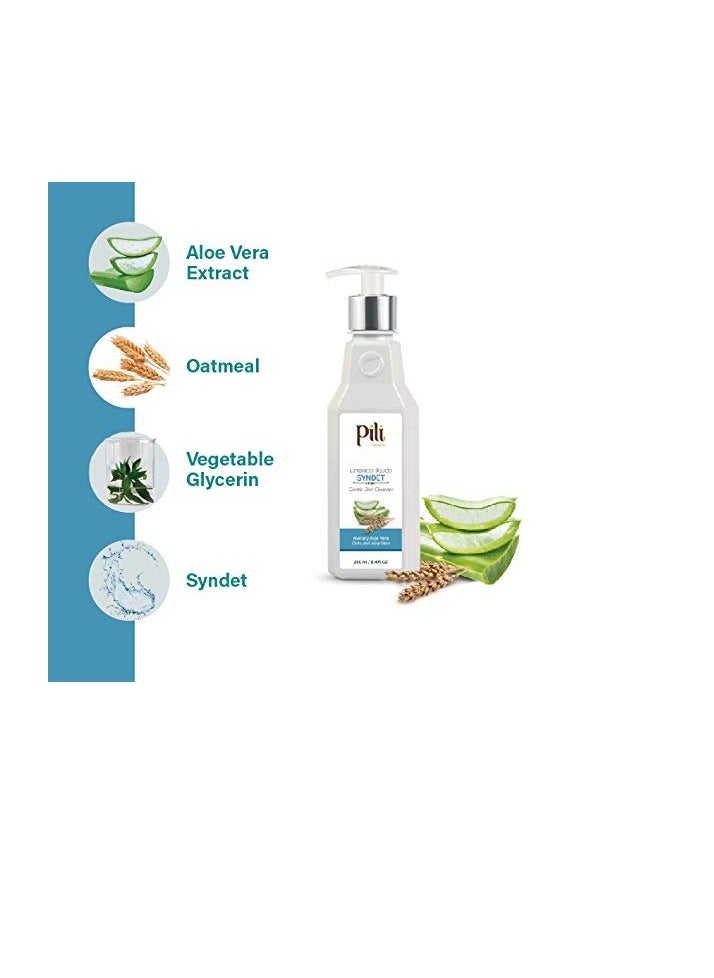 Pili Natural Syndet - Gentle Skin Cleanser with Oatmeal and Aloe Vera - Hypoallergenic cleanser for sensitive skin - 8.4 Fl.oz