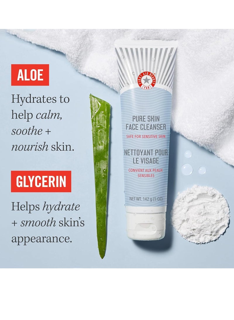 First Aid Beauty Pure Skin Face Cleanser, Sensitive Skin Cream Cleanser with Antioxidant Booster, 5 oz. (Pack of 2)