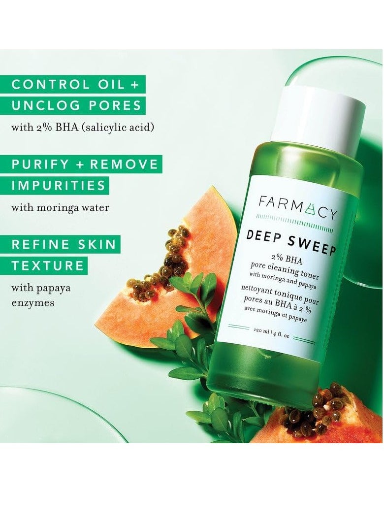 Farmacy Daily Routine Bundle - Whipped Greens Oil-Free Gentle Facial Cleanser (50ml) + Deep Sweep Gentle BHA Exfoliant for Oily Skin (50ml) + Honey Halo Hydrating Facial Moisturizer (25ml)